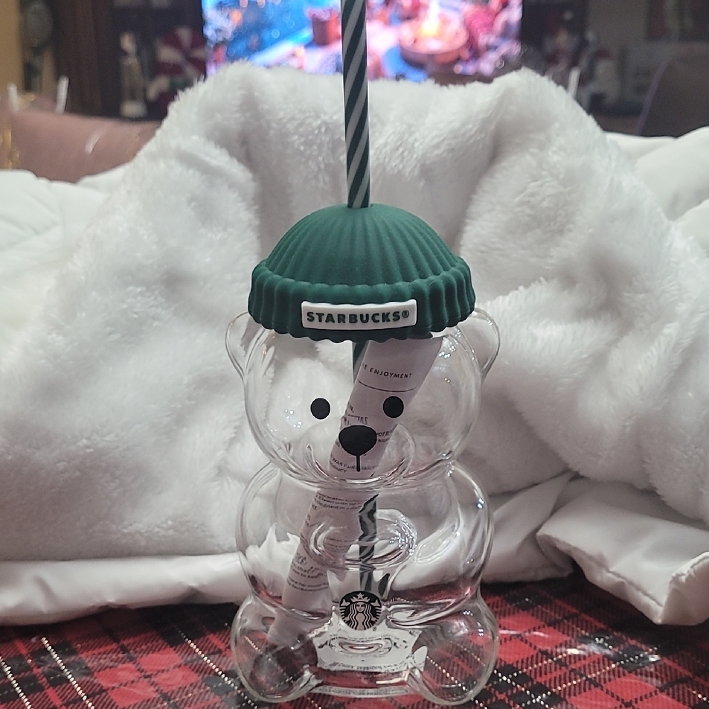 Starbucks Bear Cup with Green Hat Lid